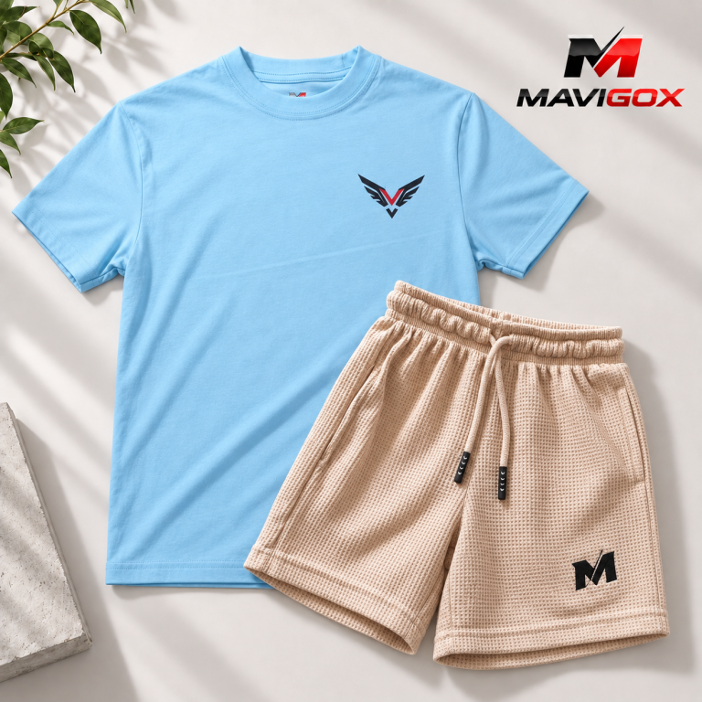 Polo Celeste + Short Beige