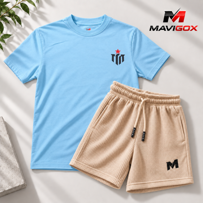 Polo Celeste + Short Beige