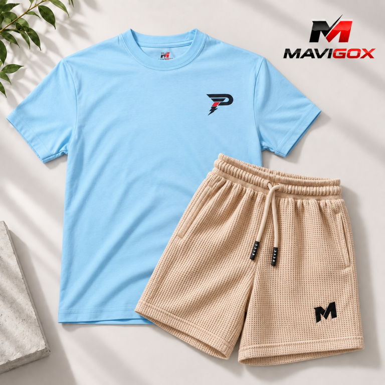 Polo Celeste + Short Beige