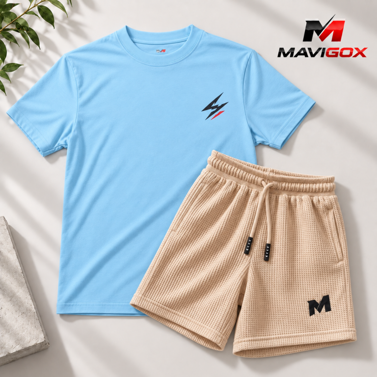 Polo Celeste + Short Beige