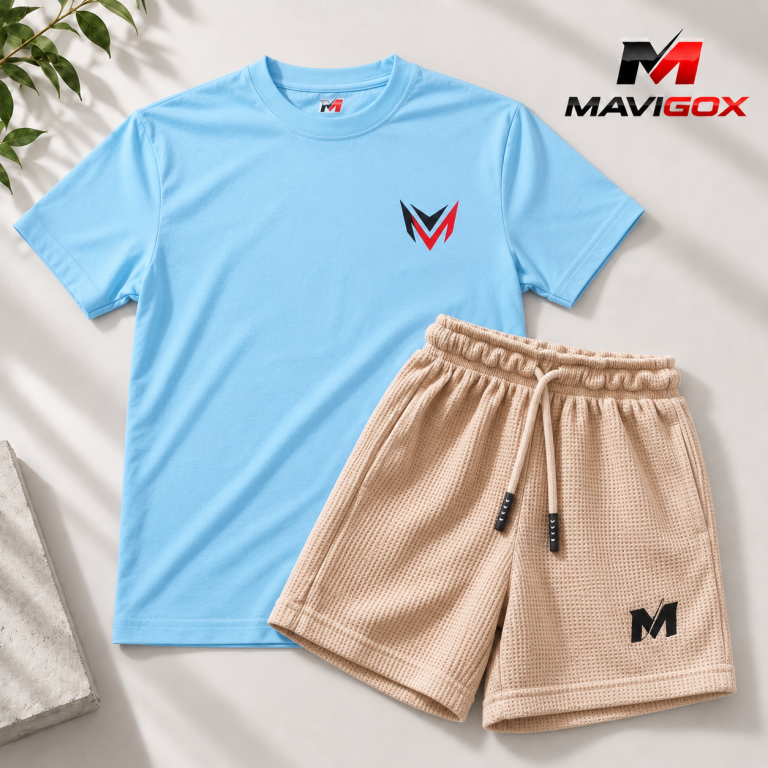 Polo Celeste + Short Beige