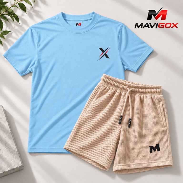 Polo Celeste + Short Beige
