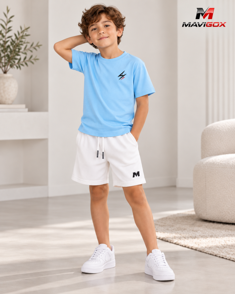 Polo Celeste + Short Blanco