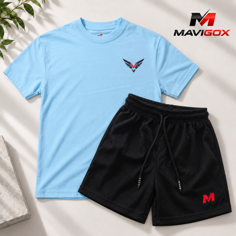 Polo Celeste + Short Negro