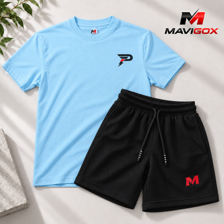 Polo Celeste + Short Negro