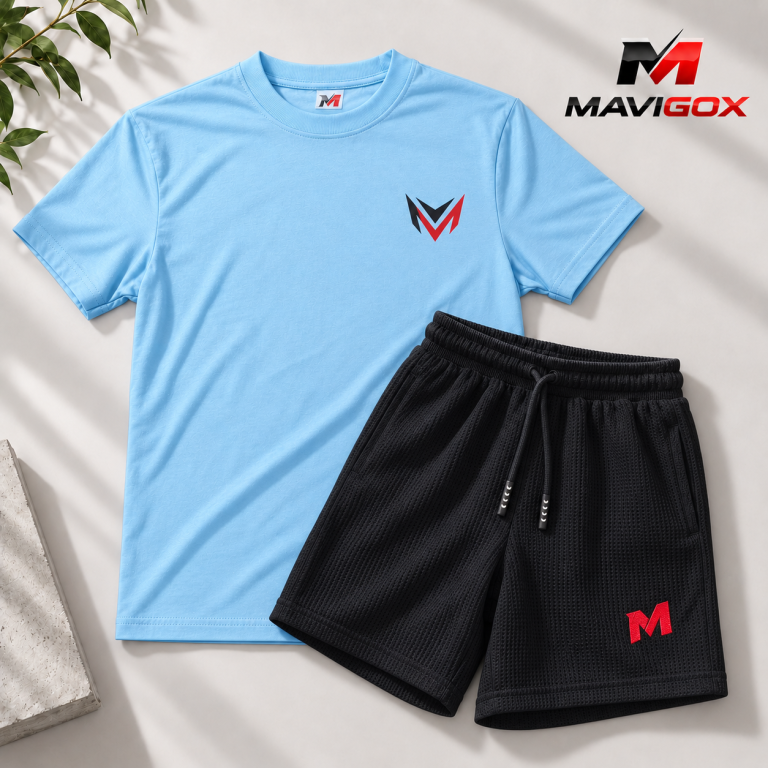 Polo Celeste + Short Negro