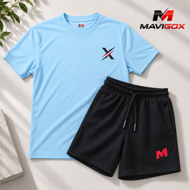 Polo Celeste + Short Negro