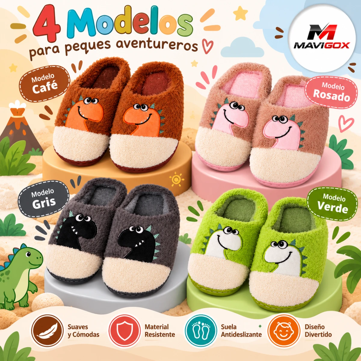 Pantuflas Dino Niños